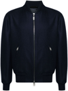 BRIONI BLUE ZIP-UP WOOL BOMBER JACKET