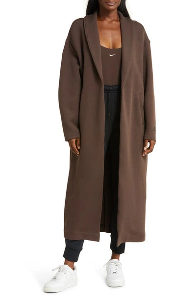 Nike Women's  Sportswear Tech Fleece Oversized Duster Jacket In Baroque Brown/ Black