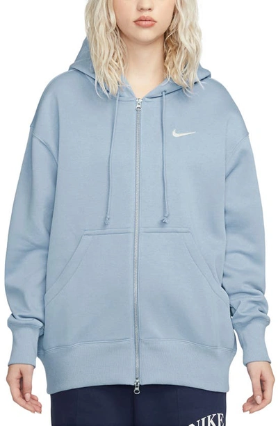 Nike Women's  Sportswear Phoenix Fleece Oversized Full-zip Hoodie In Lt Armory Blue/ Sail