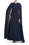 KAY UNGER FREYA BELTED CAPE GOWN