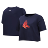 Pro Standard Navy Boston Red Sox Painted Sky Boxy Cropped T-shirt In Navy