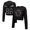 Majestic Threads David Pastrnak Black Boston Bruins Leopard Print Name & Number Cropped Pullover Hoo In Black