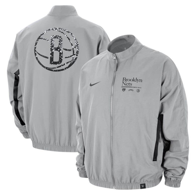 Nike Silver Brooklyn Nets Courtside Vintage Warmup Full-zip Jacket