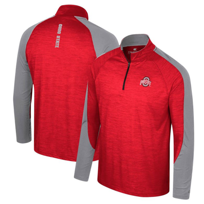 Colosseum Scarlet Ohio State Buckeyes Langmore Raglan Quarter-zip Top