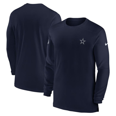 Nike Navy Dallas Cowboys Sideline Coach Performance Long Sleeve T-shirt In Blue