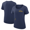 NIKE NIKE NAVY MILWAUKEE BREWERS AUTHENTIC COLLECTION PERFORMANCE SCOOP NECK T-SHIRT