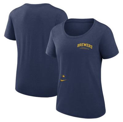 Nike Navy Milwaukee Brewers Authentic Collection Performance Scoop Neck T-shirt In Blue