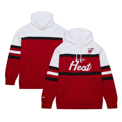 Mitchell & Ness Red/white Miami Heat Head Coach Pullover Hoodie