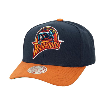 Mitchell & Ness Men's  Navy, Orange Golden State Warriors Soul Xl Logo Pro Crown Snapback Hat In Navy,orange