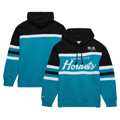 Mitchell & Ness Men's  Teal, Black Charlotte Hornets Head Coach Pullover Hoodie In Teal,black