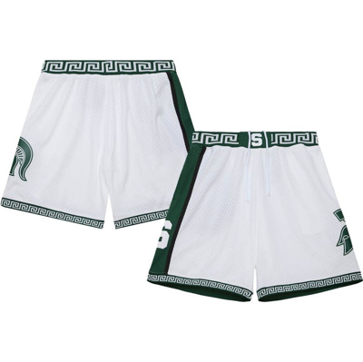 Mitchell & Ness Men's  White Michigan State Spartans 125th Basketball Anniversary 1999 Throwback Shor
