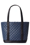 Mz Wallace Empire Medium Quilted Tote Bag In Navy/black/silver