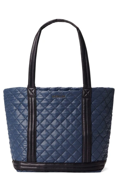 Mz Wallace Empire Medium Quilted Tote Bag In Navy/black/silver