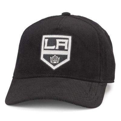 AMERICAN NEEDLE AMERICAN NEEDLE BLACK LOS ANGELES KINGS CORDUROY CHAIN STITCH ADJUSTABLE HAT