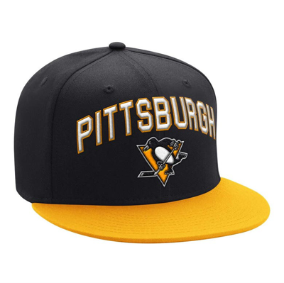 Starter Men's  Black, Gold Pittsburgh Penguins Arch Logo Two-tone Snapback Hat In Black,gold