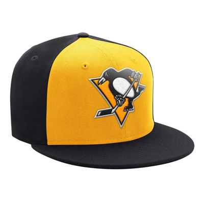 Starter Men's  Gold, Black Pittsburgh Penguins Logo Two-tone Snapback Hat In Gold,black