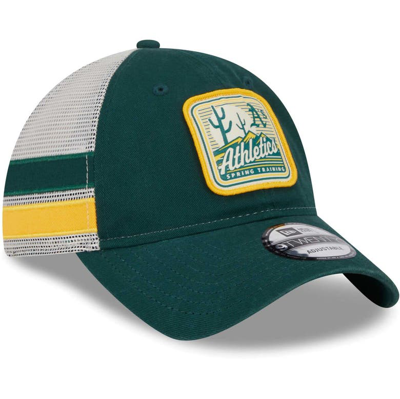 New Era Green/white Oakland Athletics Spring Training Striped 9twenty Trucker Adjustable Hat