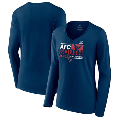 Fanatics Branded Navy Houston Texans 2023 Afc South Division Champions Conquer Long Sleeve V-neck T-
