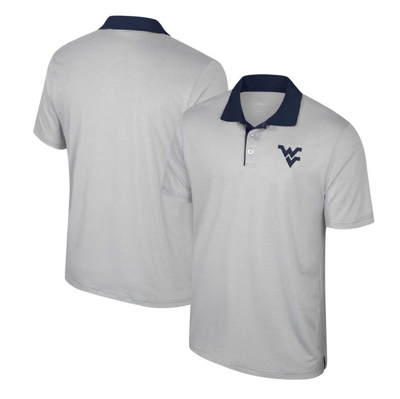 Colosseum Gray West Virginia Mountaineers Tuck Striped Polo