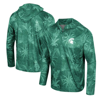 COLOSSEUM COLOSSEUM GREEN MICHIGAN STATE SPARTANS PALMS PRINTED LIGHTWEIGHT QUARTER-ZIP HOODED TOP