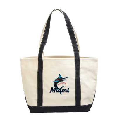 Logo Brands Miami Marlins Canvas Tote Bag In Black