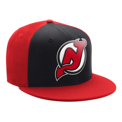 Starter Men's  Black, Red New Jersey Devils Logo Two-tone Snapback Hat In Black,red