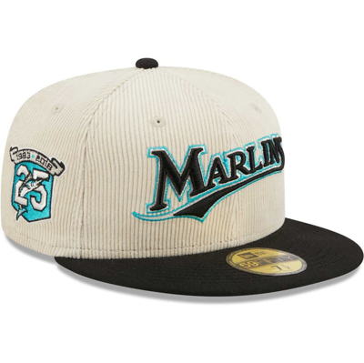 New Era White Florida Marlins Cooperstown Collection Corduroy Classic 59fifty Fitted Hat
