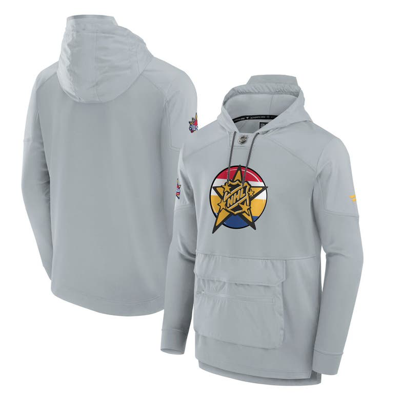 Fanatics Branded  Gray 2024 Nhl All-star Game Authentic Pro Tech Fleece Pullover Hoodie