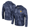 COLOSSEUM COLOSSEUM NAVY WEST VIRGINIA MOUNTAINEERS PALMS PRINTED LIGHTWEIGHT QUARTER-ZIP HOODED TOP