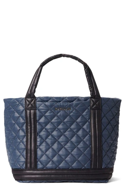 Mz Wallace Empire Small Quilted Tote Bag In Navy/black/silver