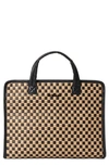 Mz Wallace Medium Woven Nylon Box Tote In Camel And Black Woven