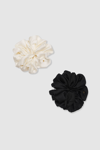 ANINE BING ANINE BING PEARL SCRUNCHIE 2 PACK IN IVORY AND BLACK