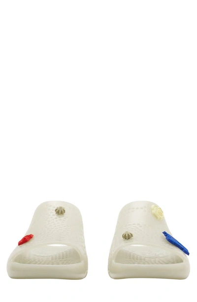 Burberry White Multicolour Rubber Stingray Slides In Pebble