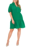 Cece Tiered Ruffle Neck Dress In Green