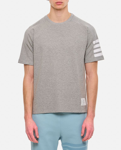Thom Browne 4 Bar Cotton Stripe T-shirt In Grey