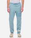 Thom Browne Mens Light Blue Branded Four-stripe Cotton Jogging Bottoms In Sky Blue