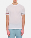 Thom Browne White Crewneck T-shirt With Rwb Detail On Neck And Sleeve In White