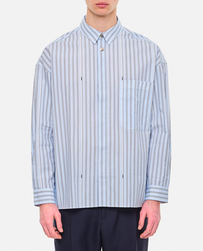 Jacquemus Manches Longue Cotton Shirt In Sky Blue
