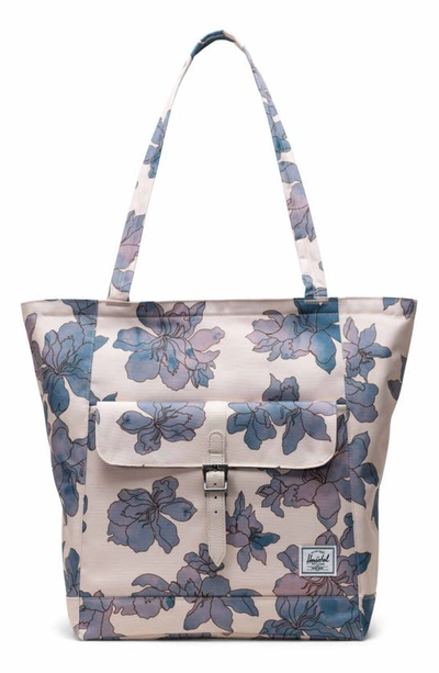 Herschel Supply Co Retreat Recycled Polyester Tote In Moonbeam Floral Waves