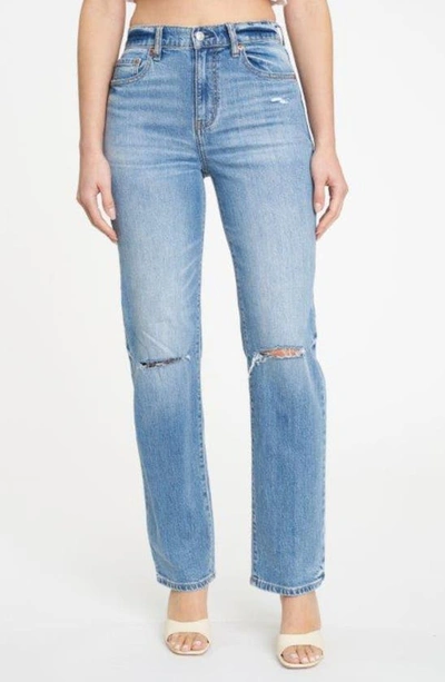 Daze Sun Ripped High Waist Dad Jeans In Fools Gold
