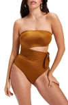 Good American Cutout One-piece Swimsuit In Bronze Brown001