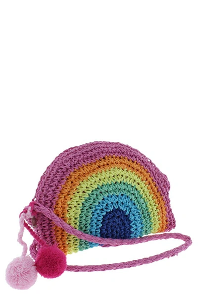 Capelli New York Kids' Rainbow Straw Crossbody Bag In Multi Co
