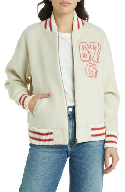 The Great The Track Bomber Jacket In Cream