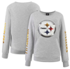 CUCE CUCE HEATHER GRAY PITTSBURGH STEELERS SEQUINED LOGO PULLOVER SWEATSHIRT