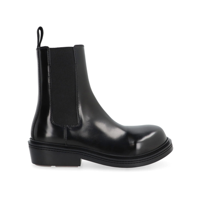 Bottega Veneta Fireman Calfskin Leather Ankle Boots In Black