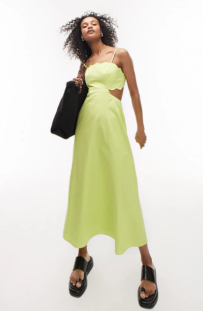 Topshop Scallop Edge Maxi Dress In Light Green