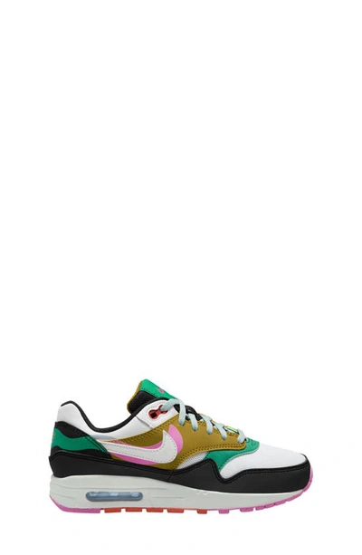 Nike Kids' Air Max 1 Sneaker In Black/ White/ Pink/ Green