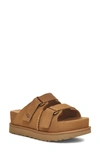 Ugg Goldenstar Hi Slide Slipper-mule In Leather Color Suede In Chestnut