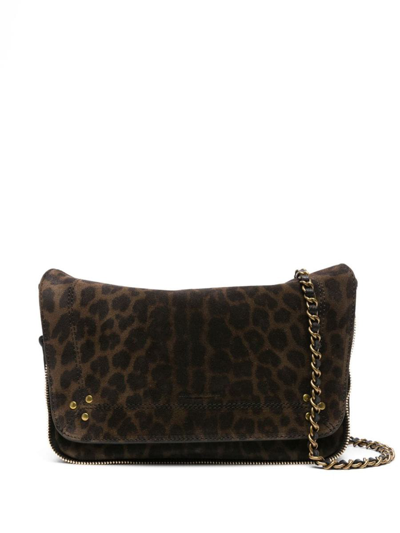 Jérôme Dreyfuss Bobi Suede Crossbody Bag In Imprimé Léopard Kaki