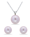 MACY'S SHELL PEARL PENDANT AND FRESHWATER SHELL PEARL STUD NECKLACE AND EARRING SET